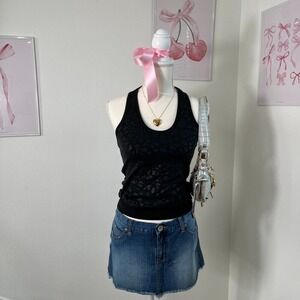 2000s Y2k Express Deadstock Henley Halter Tie‎ Top Womens Size Small